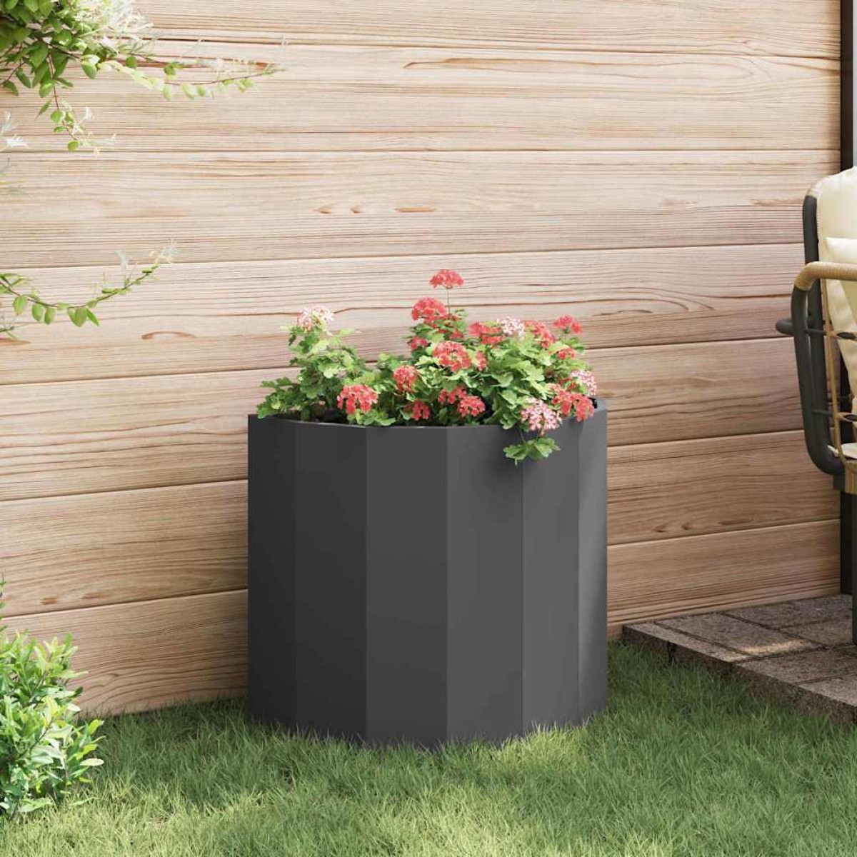 vidaXL Γλάστρα Μαύρο 60 x 30 x 50 εκ. Ατσάλι