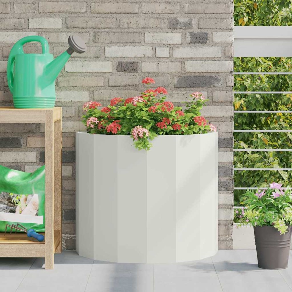vidaXL Γλάστρα Λευκό 60 x 30 x 50 εκ. Ατσάλι