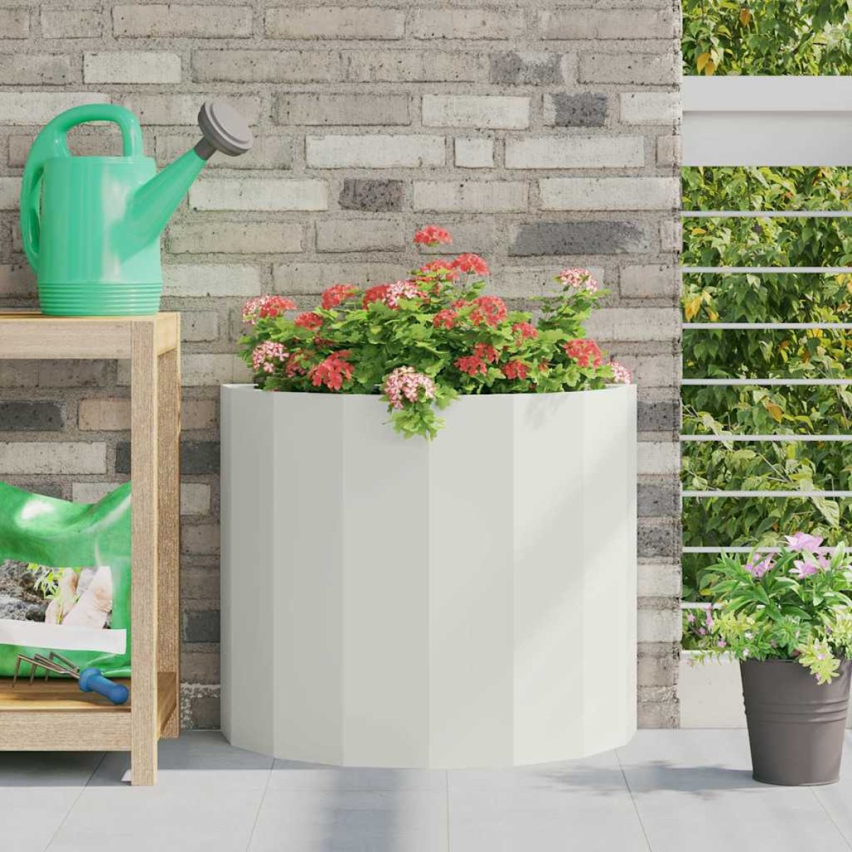 vidaXL Γλάστρα Λευκό 60 x 30 x 50 εκ. Ατσάλι