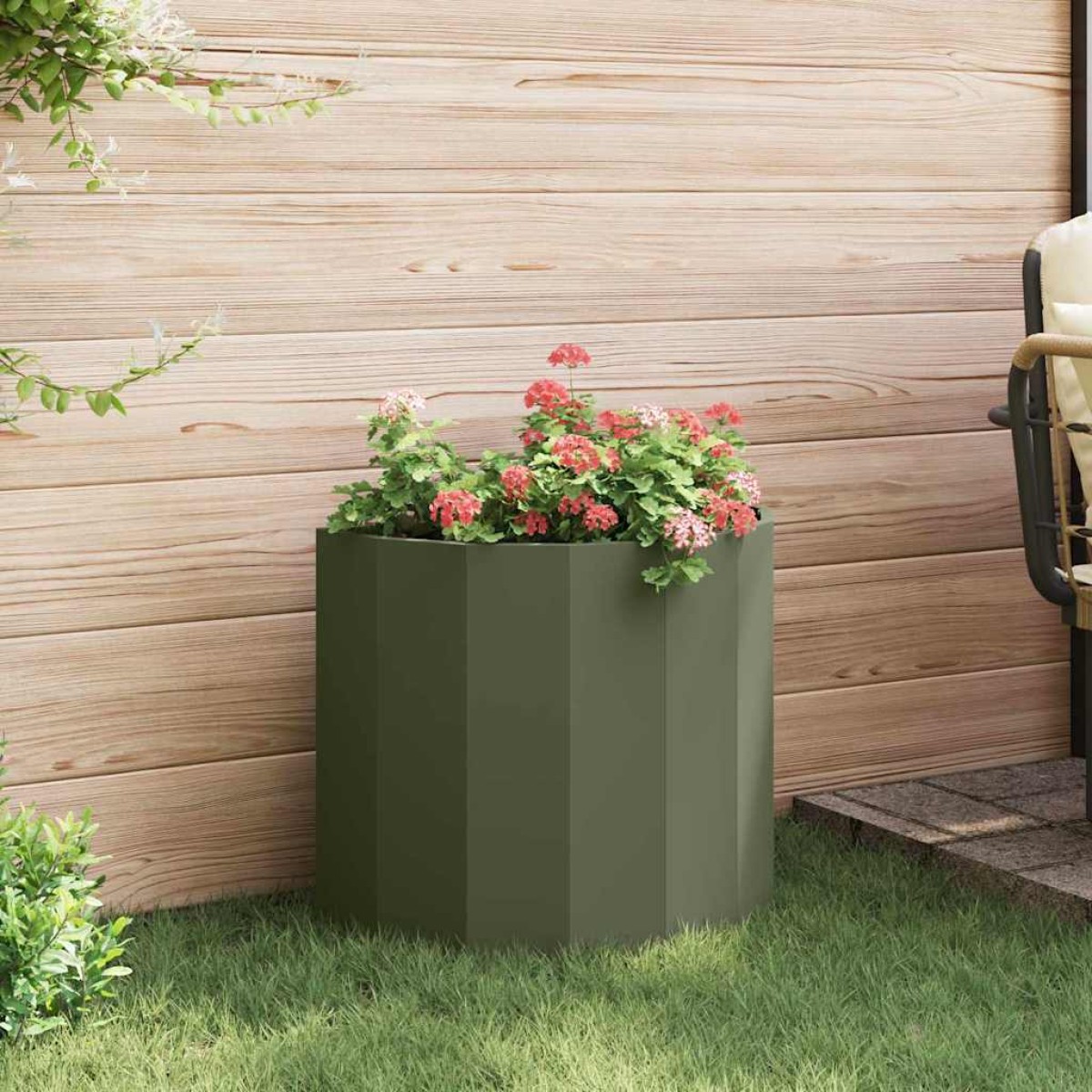 vidaXL Γλάστρα Ελιά Πράσινη 60 x 30 x 50 εκ. Ατσάλι