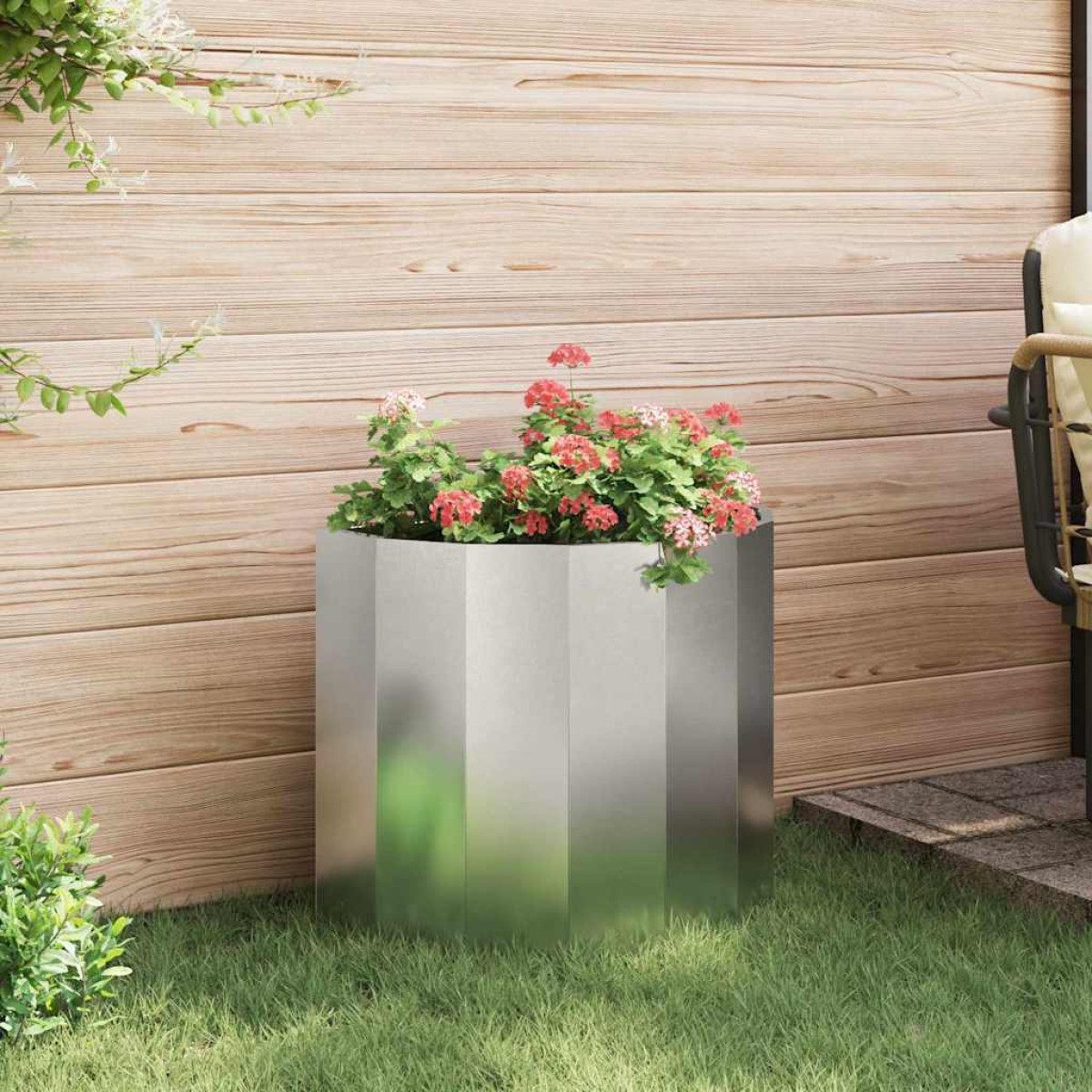 vidaXL Γλάστρα Ασημί 60 x 30 x 50 εκ. Ανοξείδωτο ατσάλι