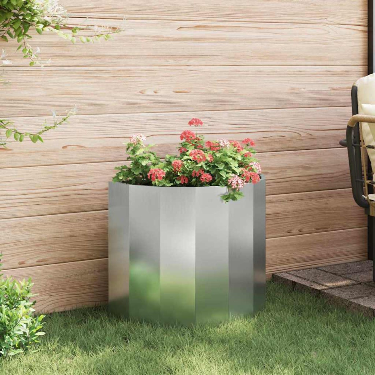 vidaXL Γλάστρα Ασημί 60 x 30 x 50 εκ. Επικαλυμμένος Χάλυβας