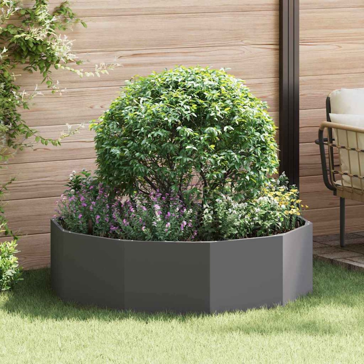 vidaXL Γλάστρα Μαύρο 120 x 120 x 35 εκ Ατσάλι