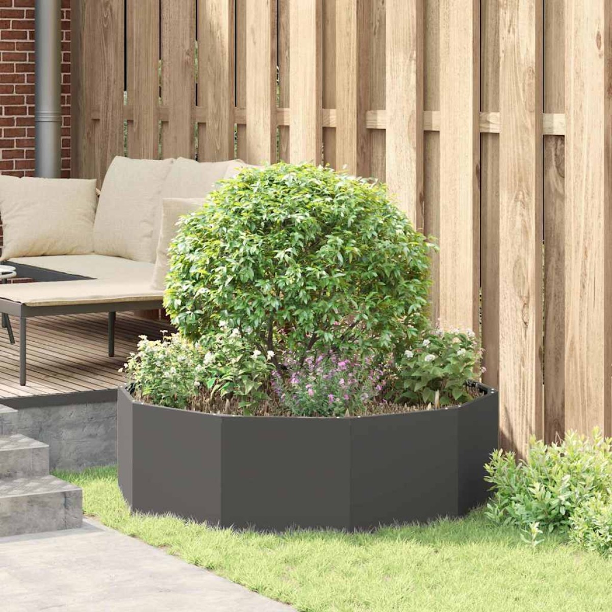 vidaXL Γλάστρα Μαύρο 120 x 120 x 35 εκ Ατσάλι