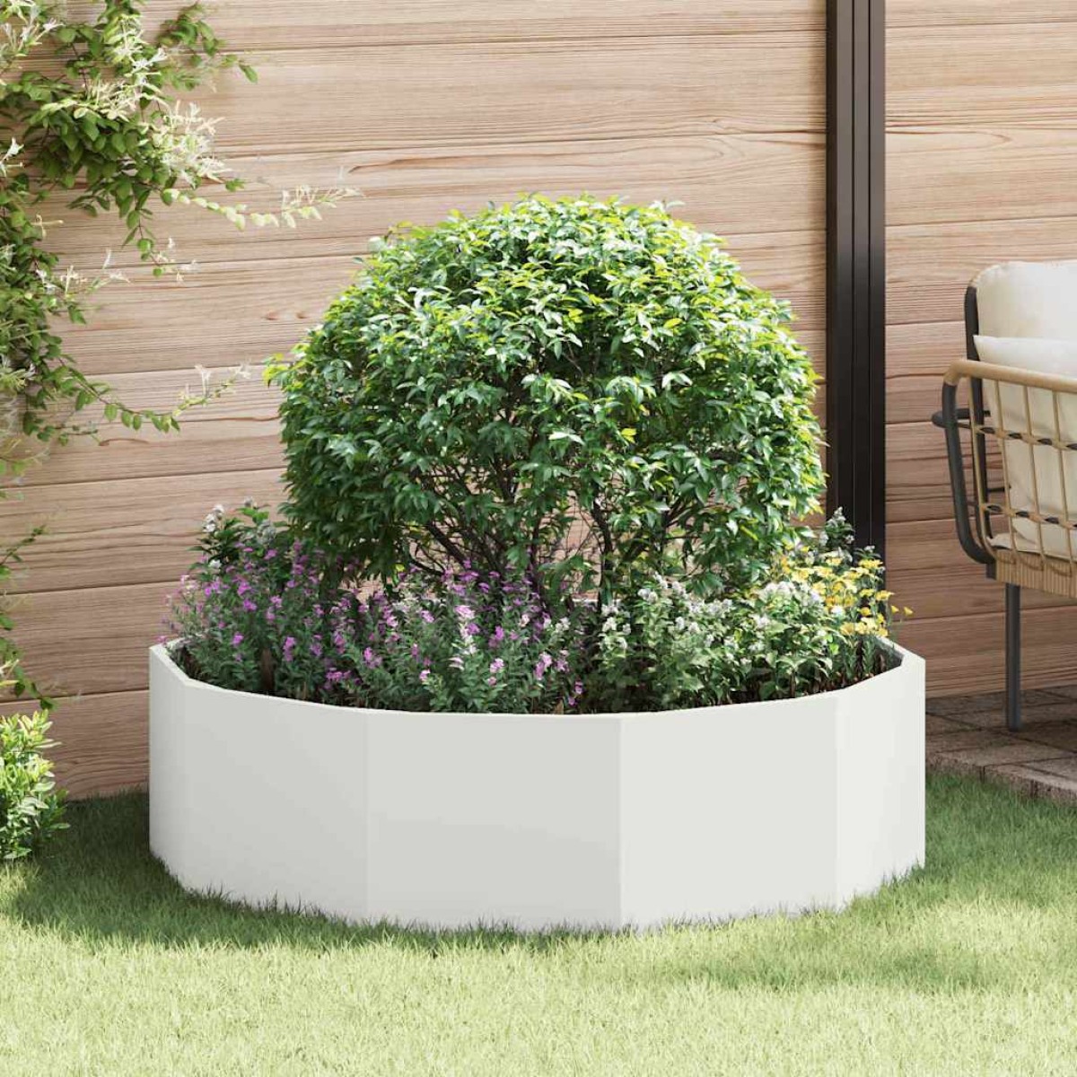 vidaXL Γλάστρα Λευκό 120 x 120 x 35 εκ Ατσάλι