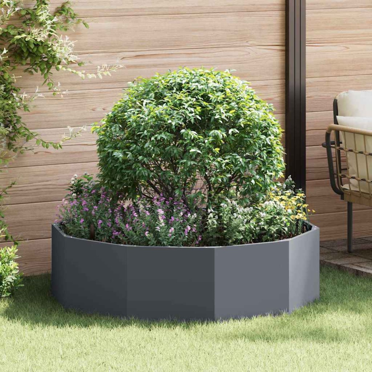 vidaXL Γλάστρα Ανθρακί 120 x 120 x 35 εκ Ατσάλι