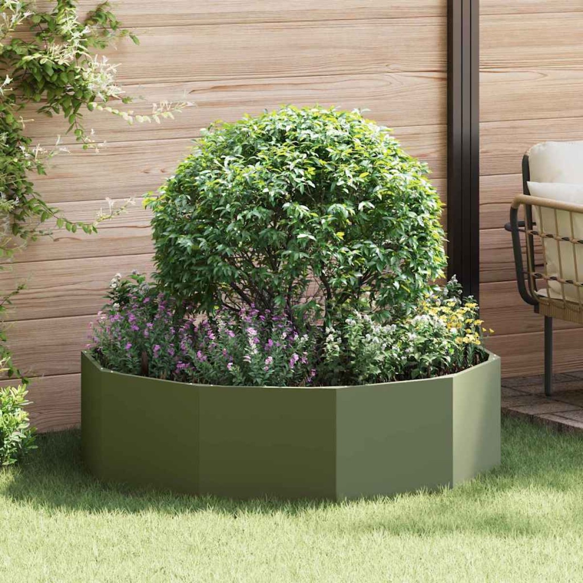 vidaXL Γλάστρα Ελιά Πράσινη 120 x 120 x 35 εκ Ατσάλι