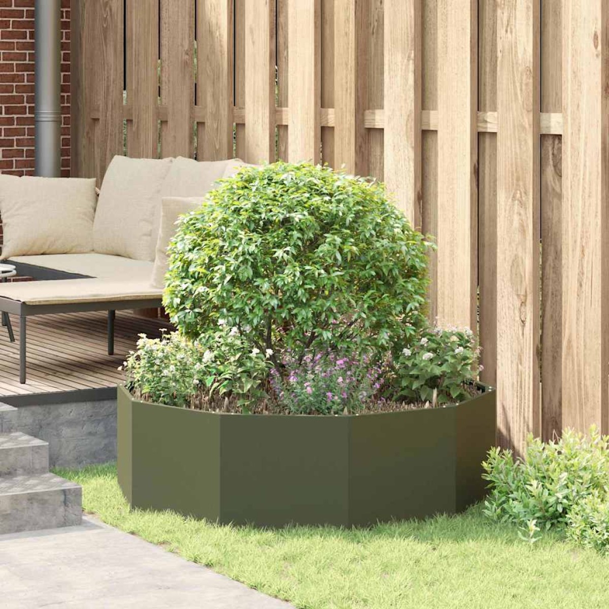 vidaXL Γλάστρα Ελιά Πράσινη 120 x 120 x 35 εκ Ατσάλι