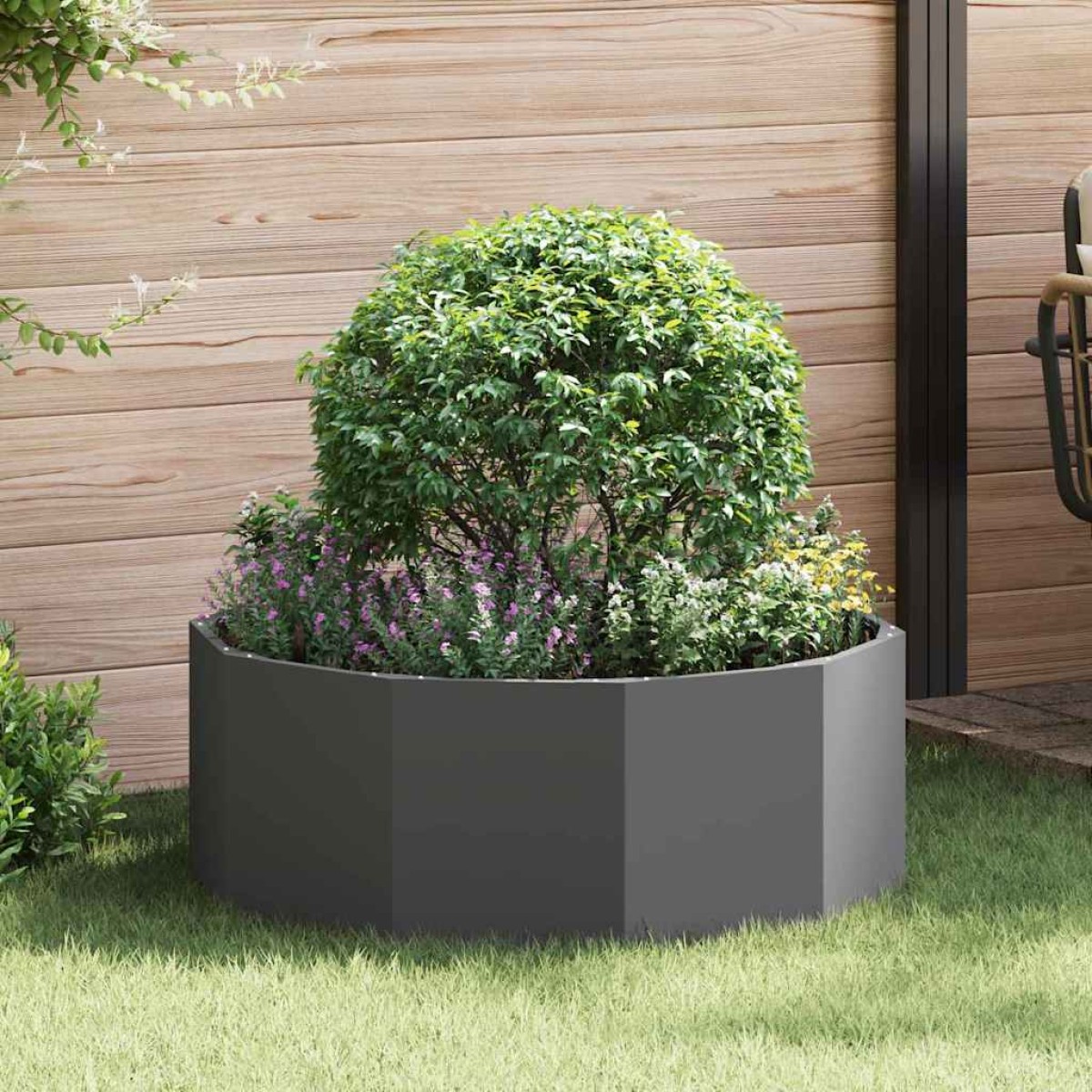 vidaXL Γλάστρα Μαύρο 90 x 90 x 35 εκ Ατσάλι