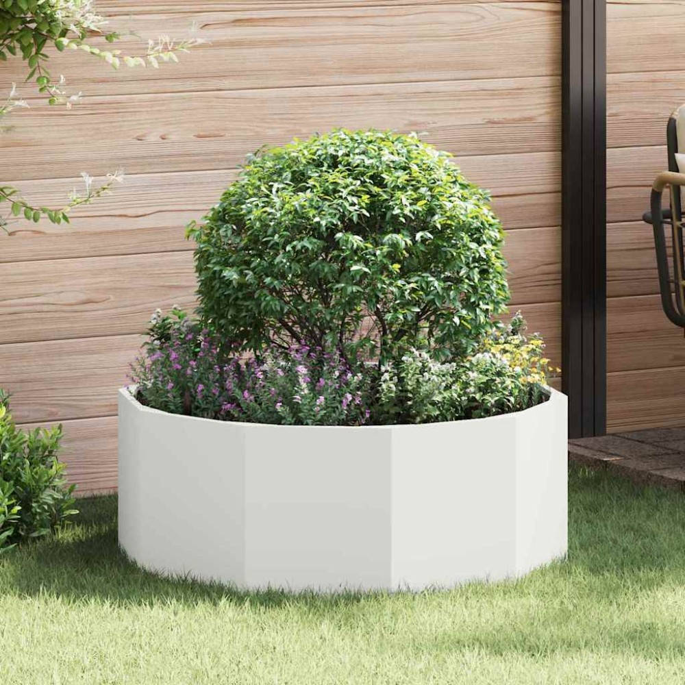 vidaXL Γλάστρα Λευκό 90 x 90 x 35 εκ Ατσάλι