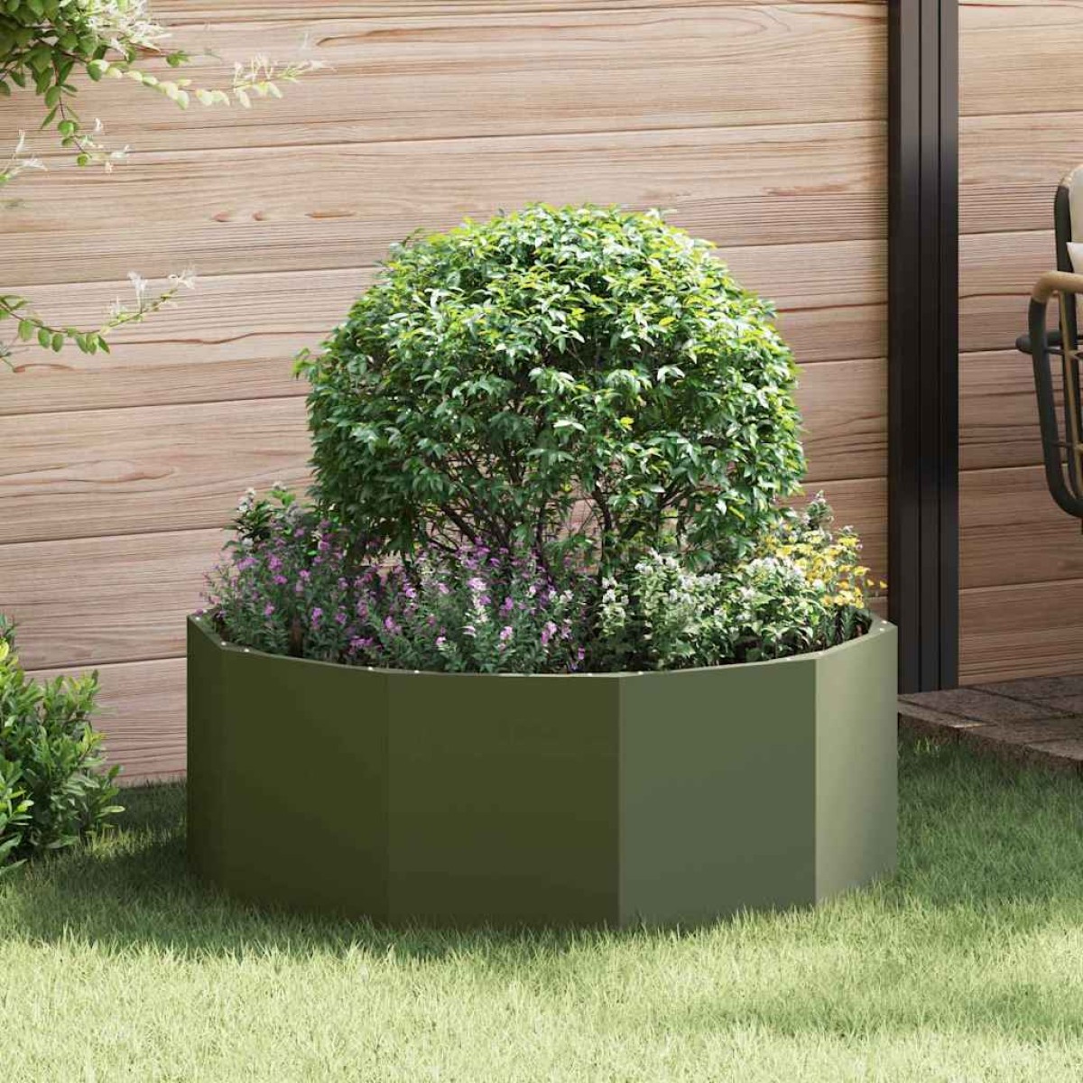 vidaXL Γλάστρα Ελιά Πράσινη 90 x 90 x 35 εκ Ατσάλι