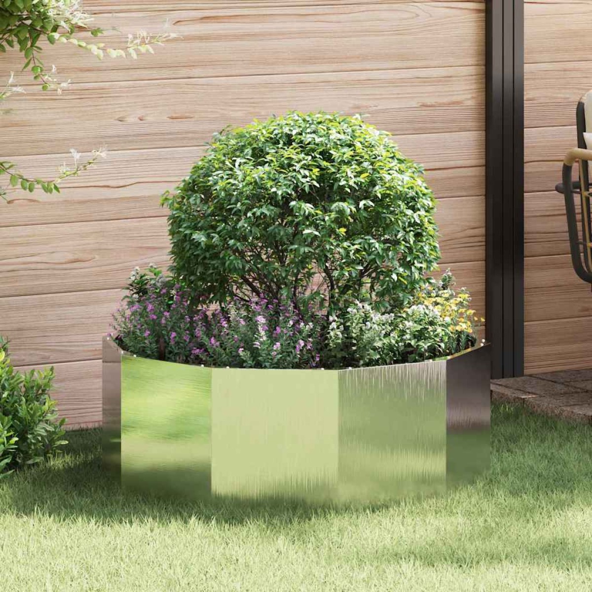 vidaXL Γλάστρα Ασημί 90 x 90 x 35 εκ Ανοξείδωτο ατσάλι