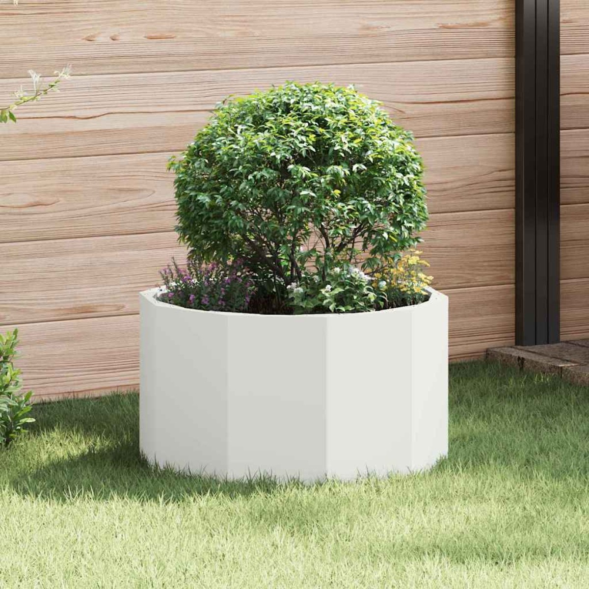 vidaXL Γλάστρα Λευκό 60 x 60 x 35 cm Ατσάλι