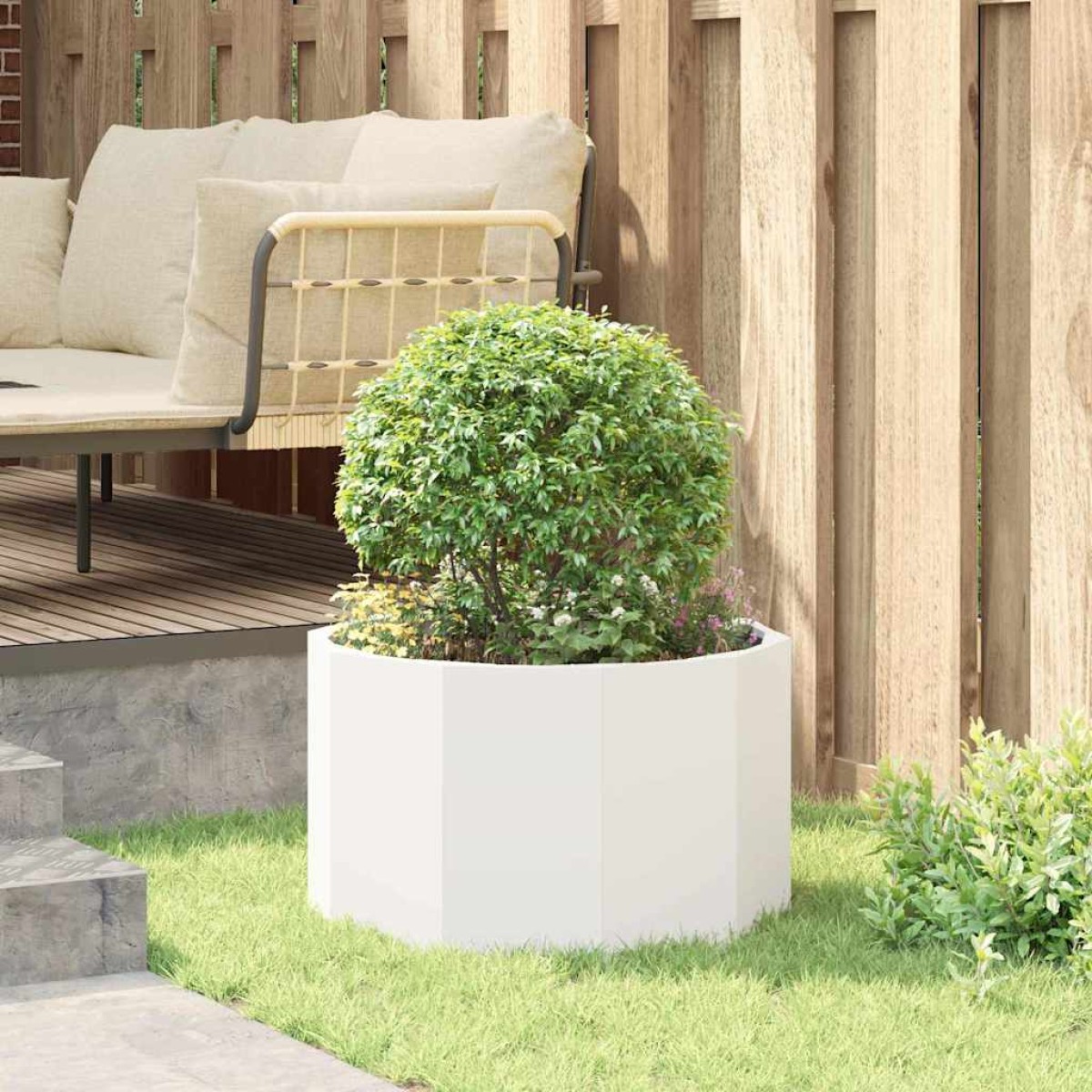 vidaXL Γλάστρα Λευκό 60 x 60 x 35 cm Ατσάλι