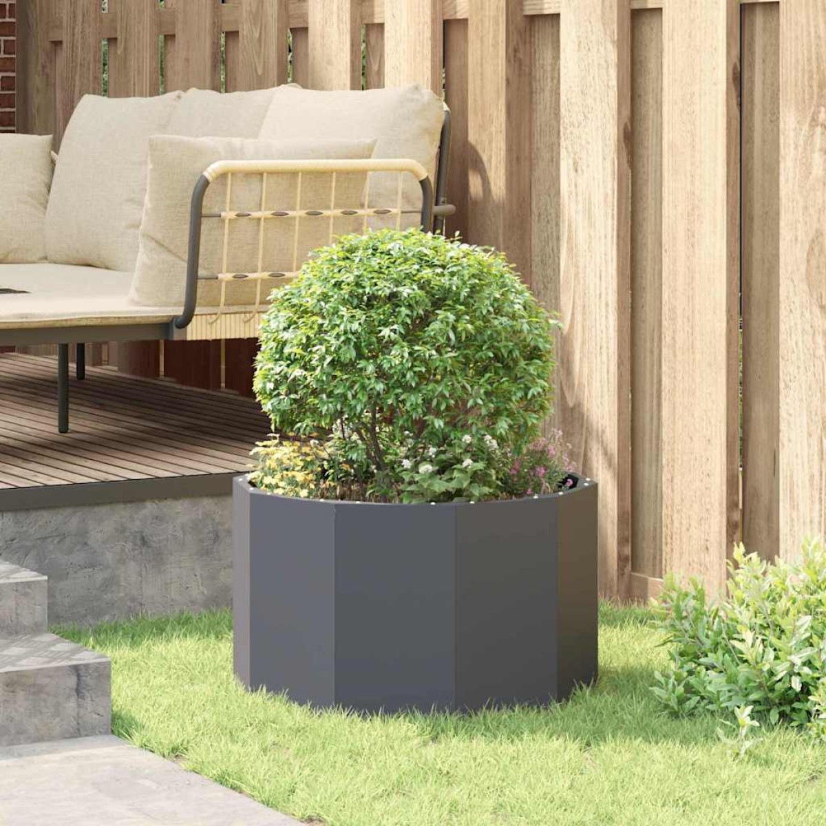 vidaXL Γλάστρα Ανθρακί 60 x 60 x 35 cm Ατσάλι