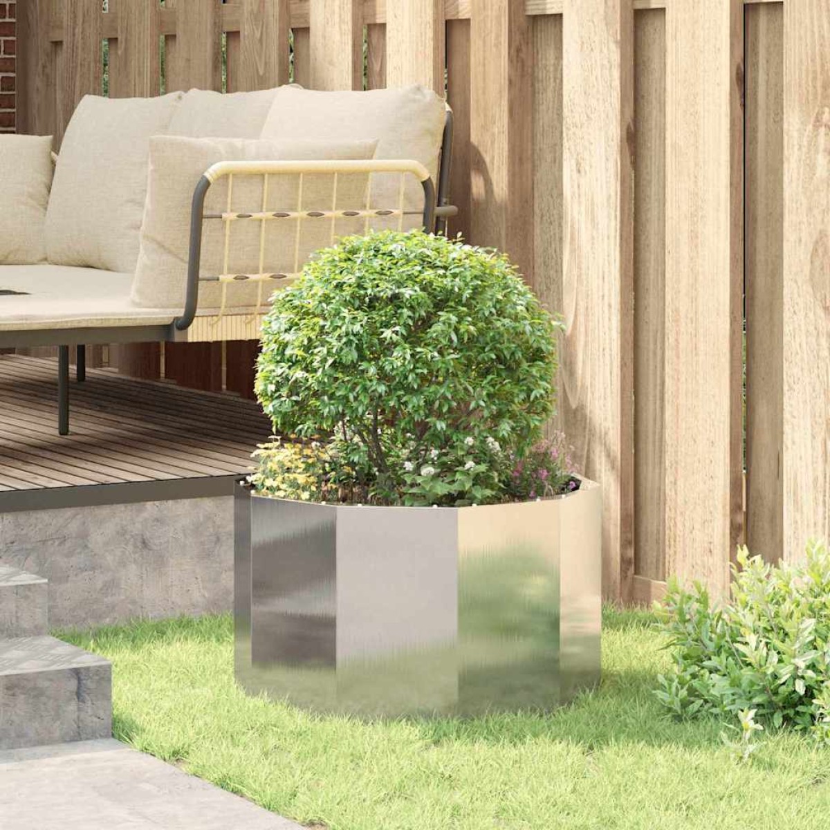 vidaXL Γλάστρα Ασημί 60 x 60 x 35 cm Ανοξείδωτο ατσάλι