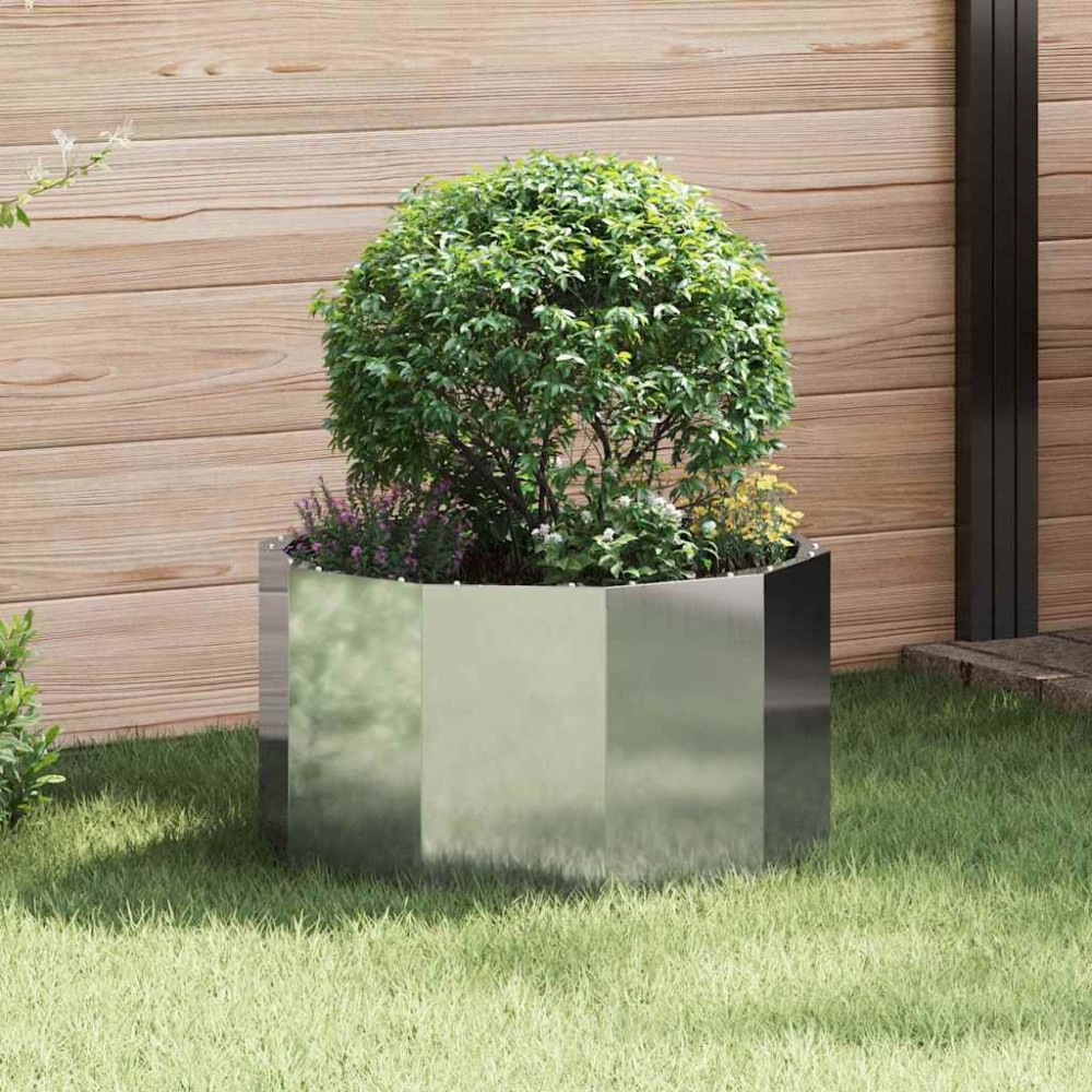 vidaXL Γλάστρα Ασημί 60 x 60 x 35 cm Επικαλυμμένος Χάλυβας