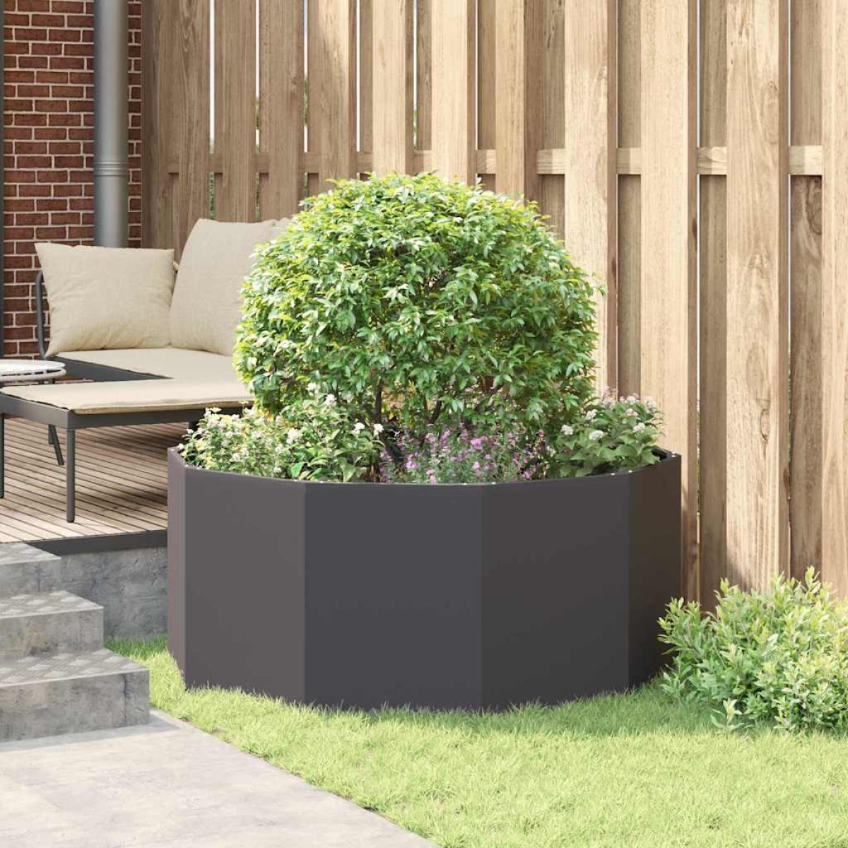 vidaXL Γλάστρα Μαύρο 120 x 120 x 50 εκ Ατσάλι