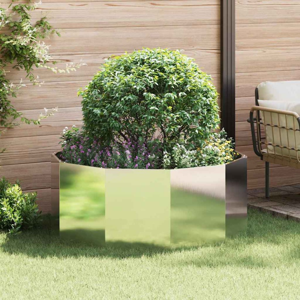 vidaXL Γλάστρα Ασημί 120 x 120 x 50 εκ Ανοξείδωτο ατσάλι