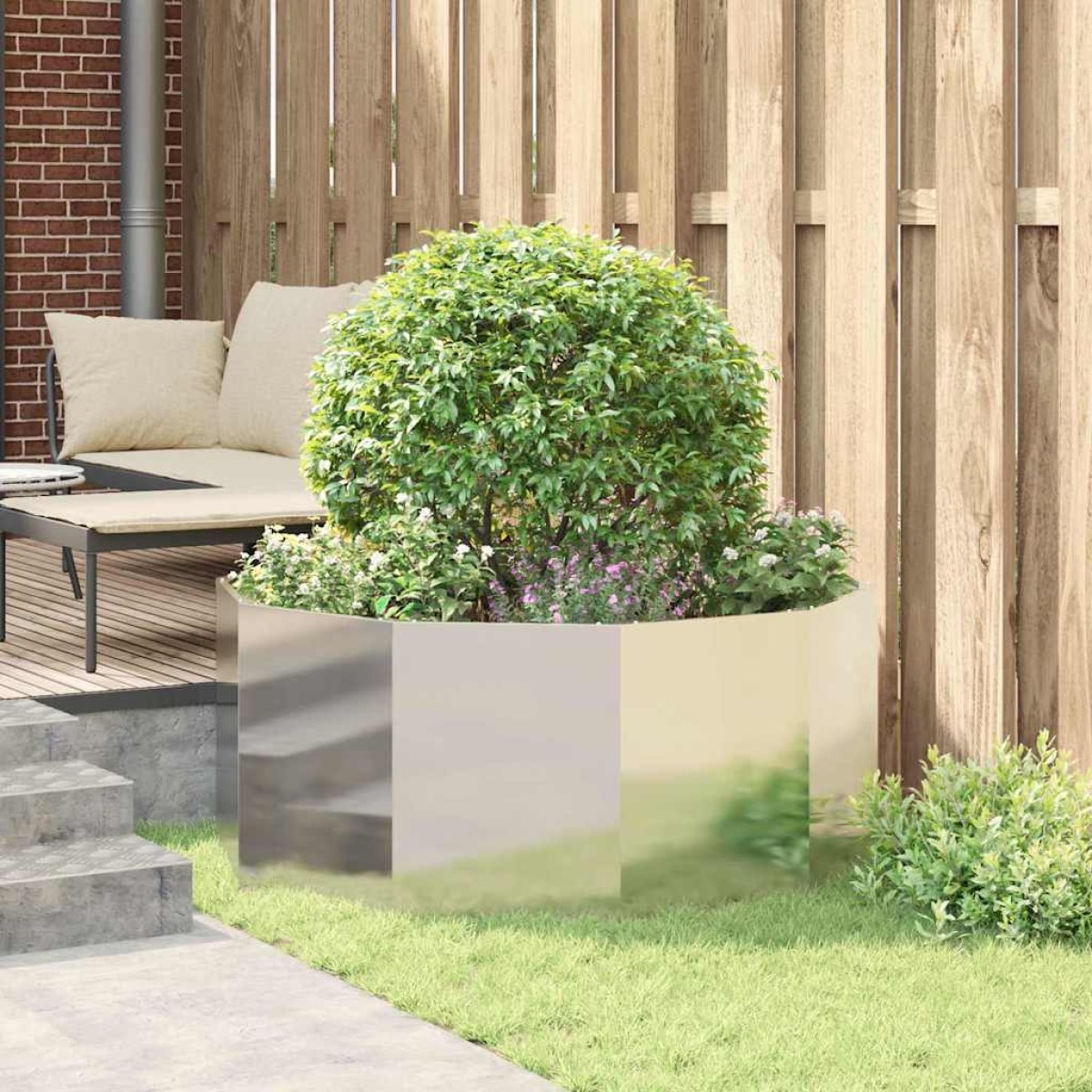vidaXL Γλάστρα Ασημί 120 x 120 x 50 εκ Ανοξείδωτο ατσάλι