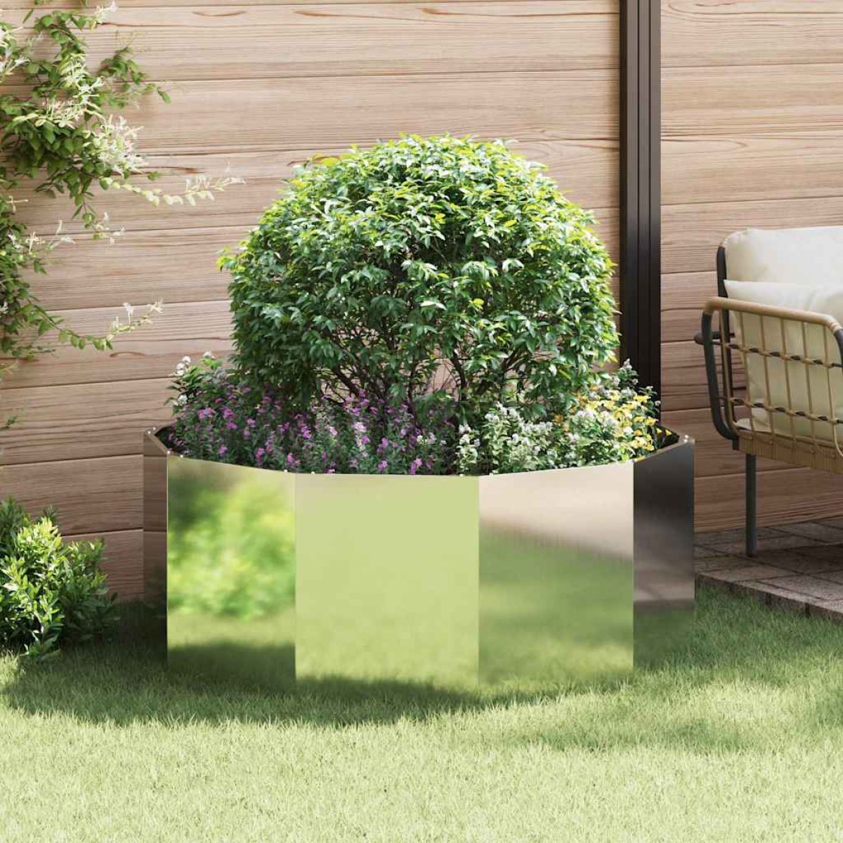 vidaXL Γλάστρα Ασημί 120 x 120 x 50 εκ Επικαλυμμένος Χάλυβας