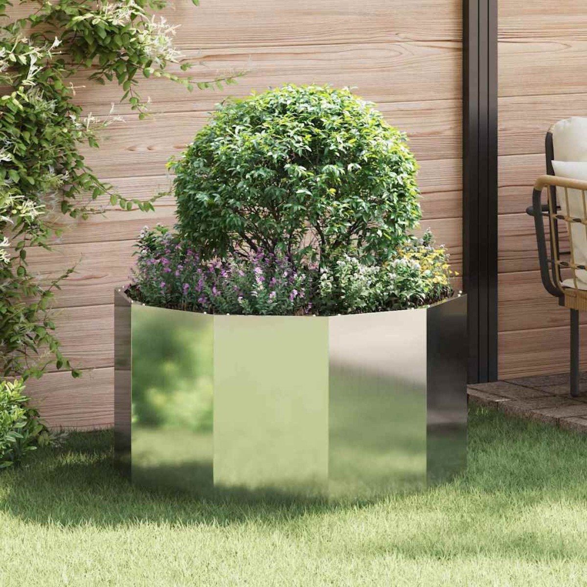 vidaXL Γλάστρα Ασημί 90 x 90 x 50 cm Επικαλυμμένος Χάλυβας