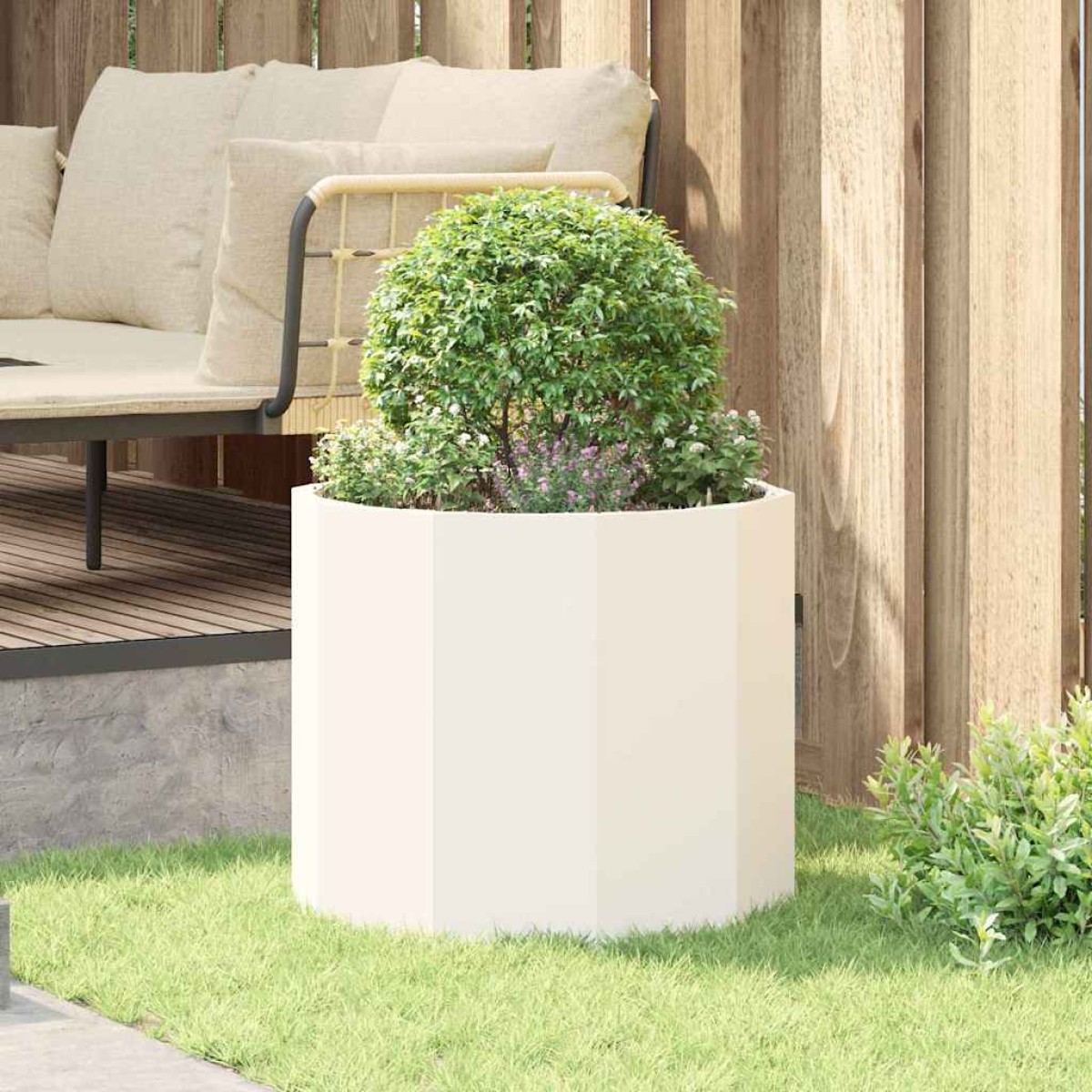 vidaXL Γλάστρα Λευκό 60 x 60 x 50 εκ Ατσάλι
