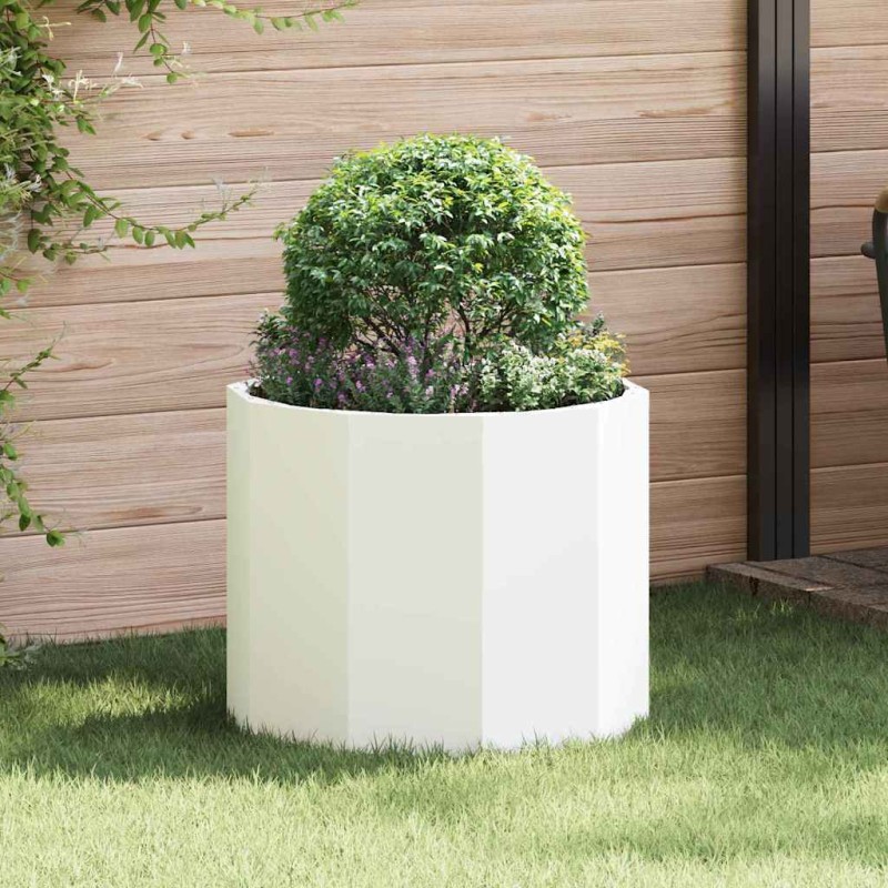 vidaXL Γλάστρα Λευκό 60 x 60 x 50 εκ Ατσάλι