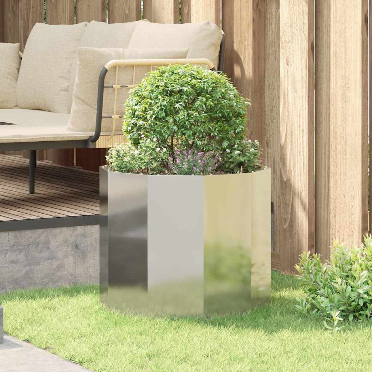 vidaXL Γλάστρα Ασημί 60 x 60 x 50 εκ Επικαλυμμένος Χάλυβας
