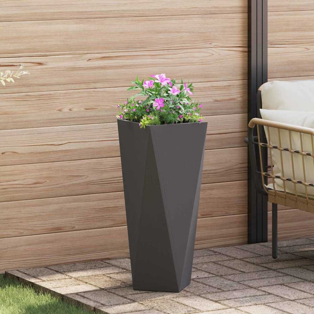 vidaXL Γλάστρα Μαύρο 30 x 30 x 75 εκ Ατσάλι