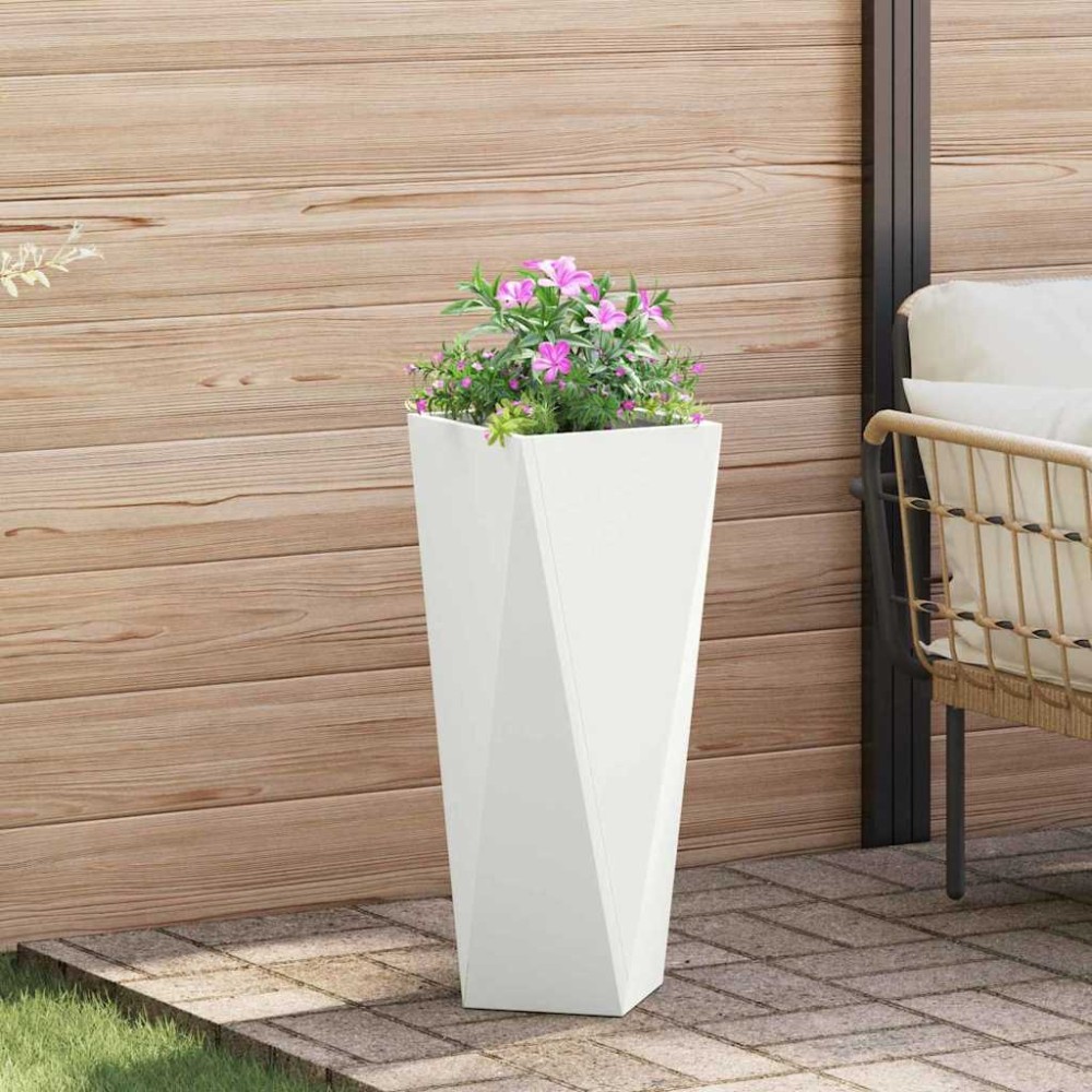 vidaXL Γλάστρα Λευκό 30 x 30 x 75 εκ Ατσάλι