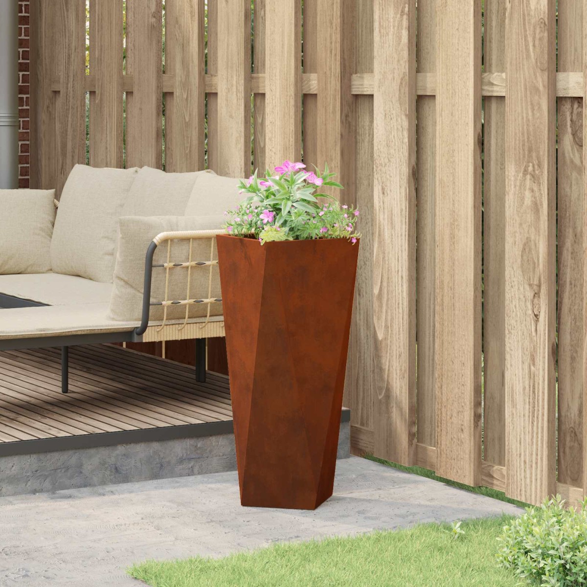 vidaXL Γλάστρα Σκ rusty 30 x 30 x 75 εκ Ατσάλι Σκληρυθέν στον Αέρα