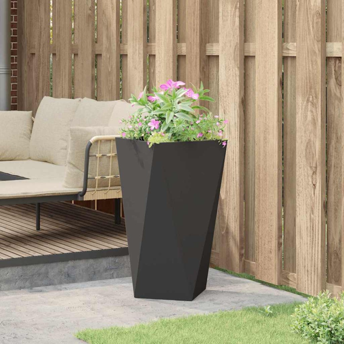vidaXL Γλάστρα Μαύρο 40 x 40 x 75 cm Ατσάλι