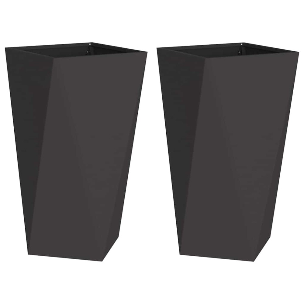 vidaXL Γλάστρα 2 τμχ. Μαύρο 40 x 40 x 75 cm Ατσάλι
