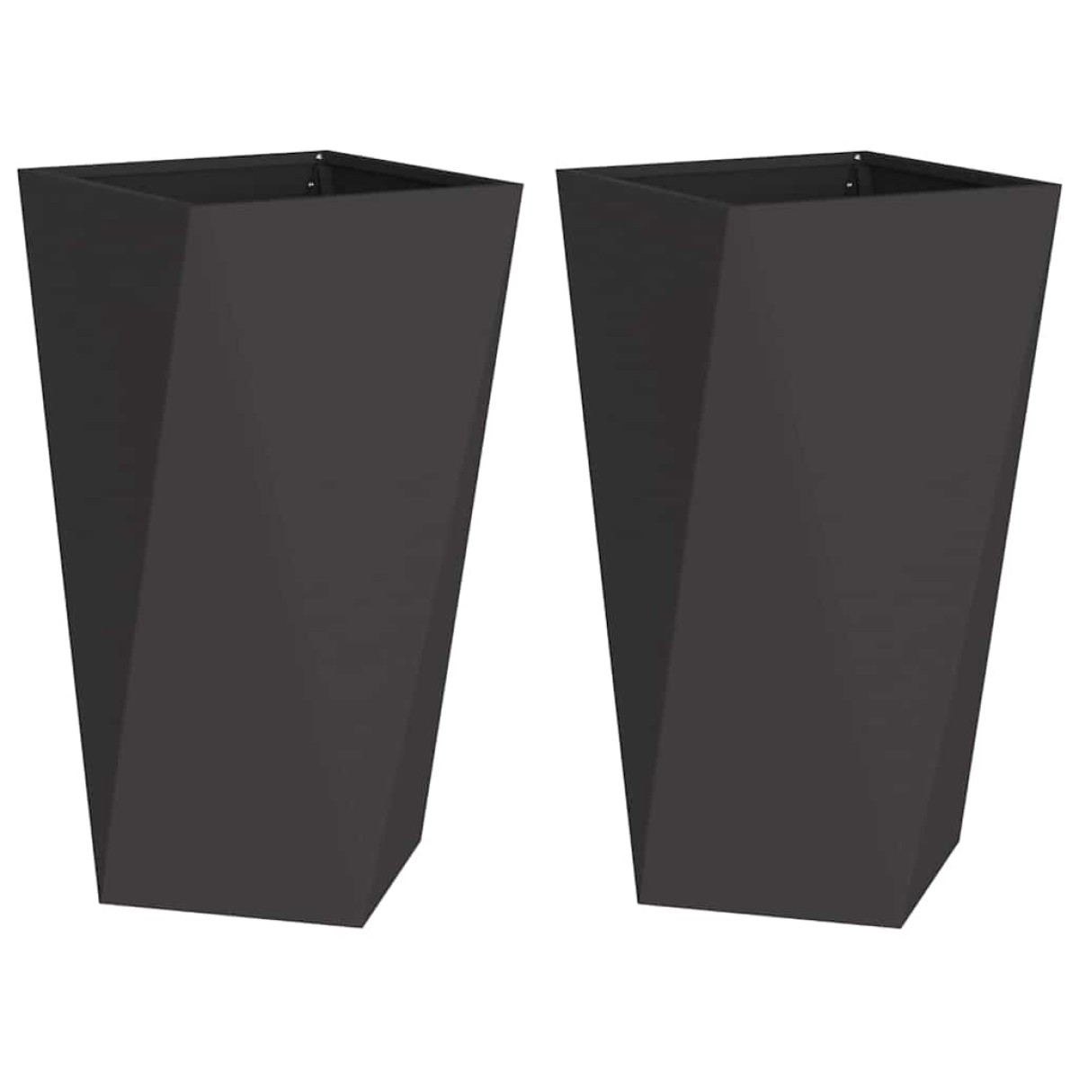 vidaXL Γλάστρα 2 τμχ. Μαύρο 40 x 40 x 75 cm Ατσάλι