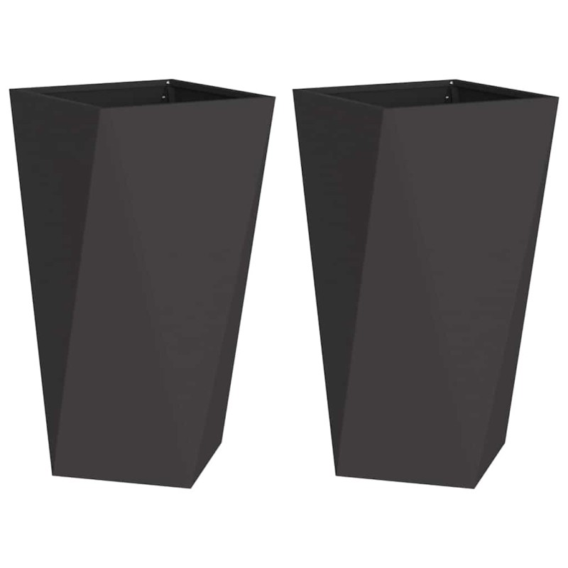 vidaXL Γλάστρα 2 τμχ. Μαύρο 40 x 40 x 75 cm Ατσάλι
