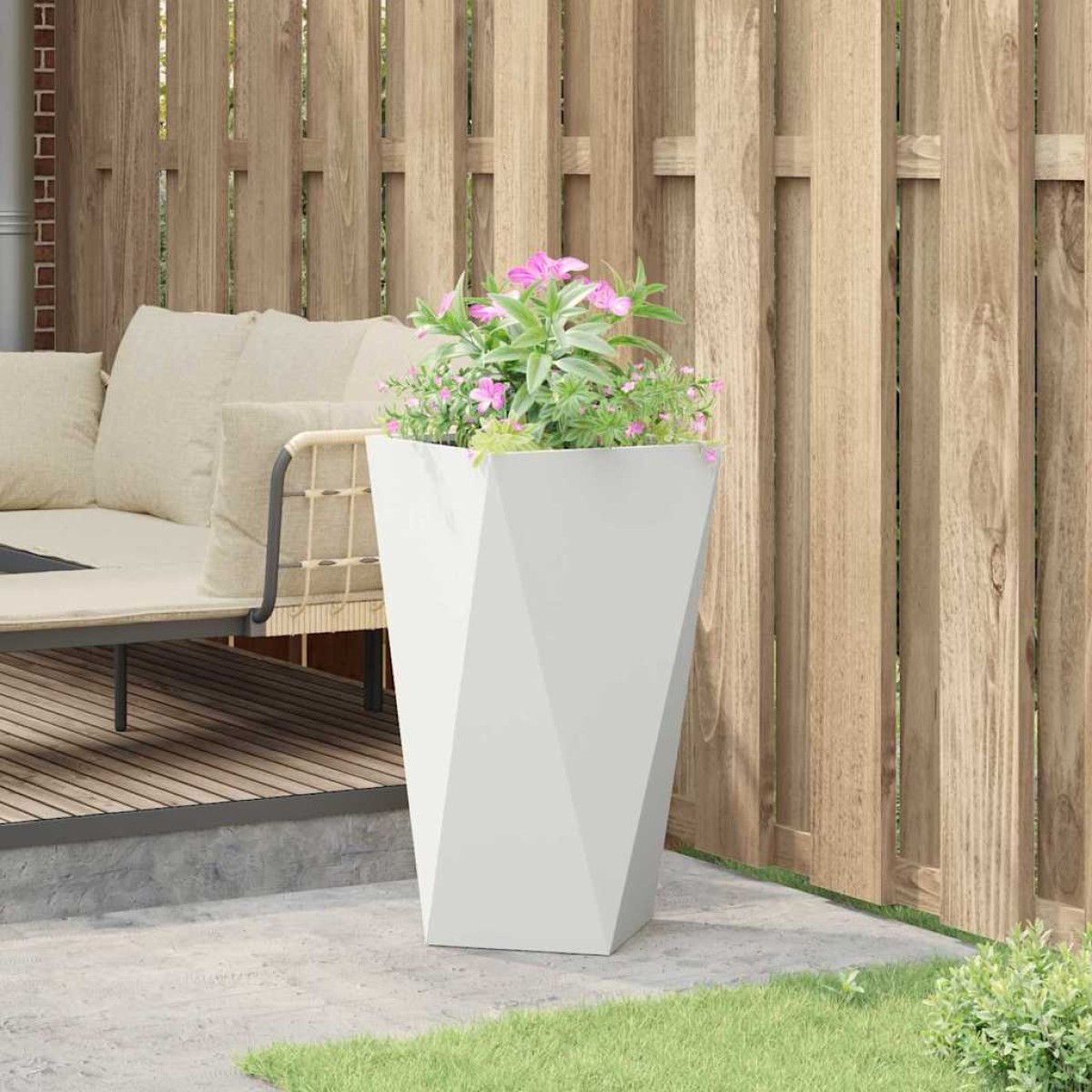 vidaXL Γλάστρα Λευκό 40 x 40 x 75 cm Ατσάλι