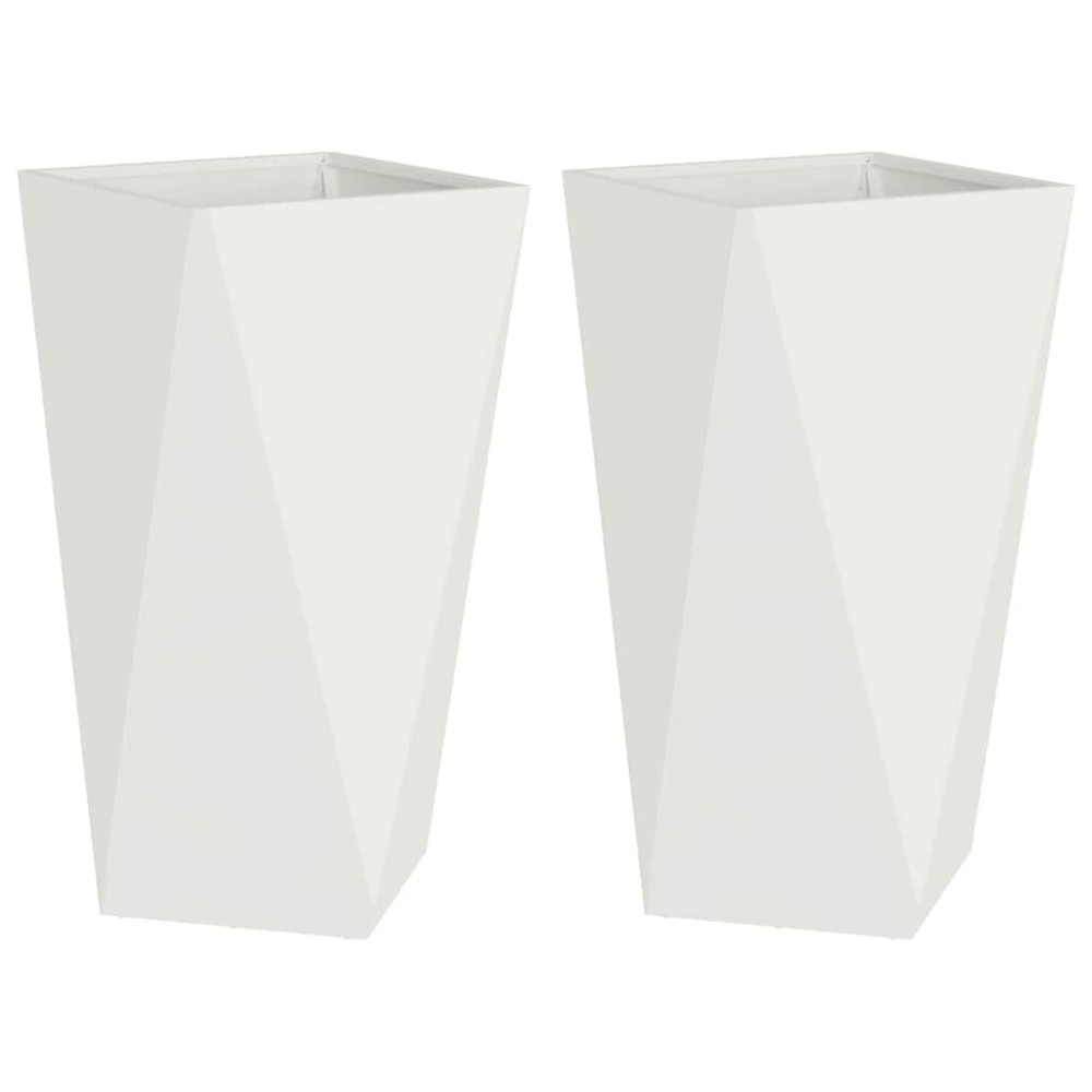 vidaXL Γλάστρα 2 τμχ. Λευκό 40 x 40 x 75 cm Ατσάλι
