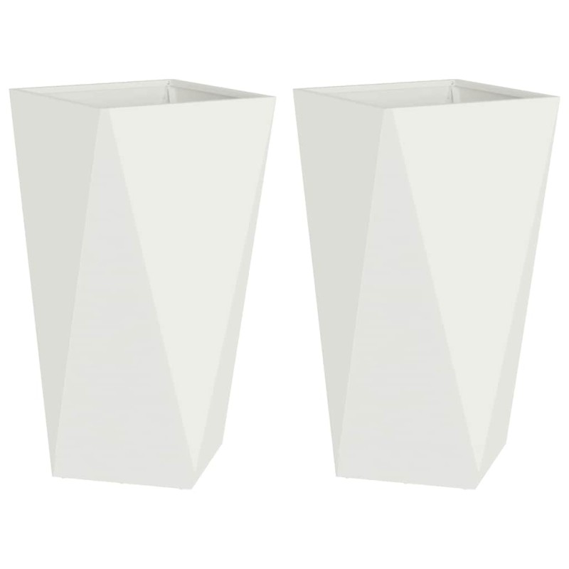 vidaXL Γλάστρα 2 τμχ. Λευκό 40 x 40 x 75 cm Ατσάλι