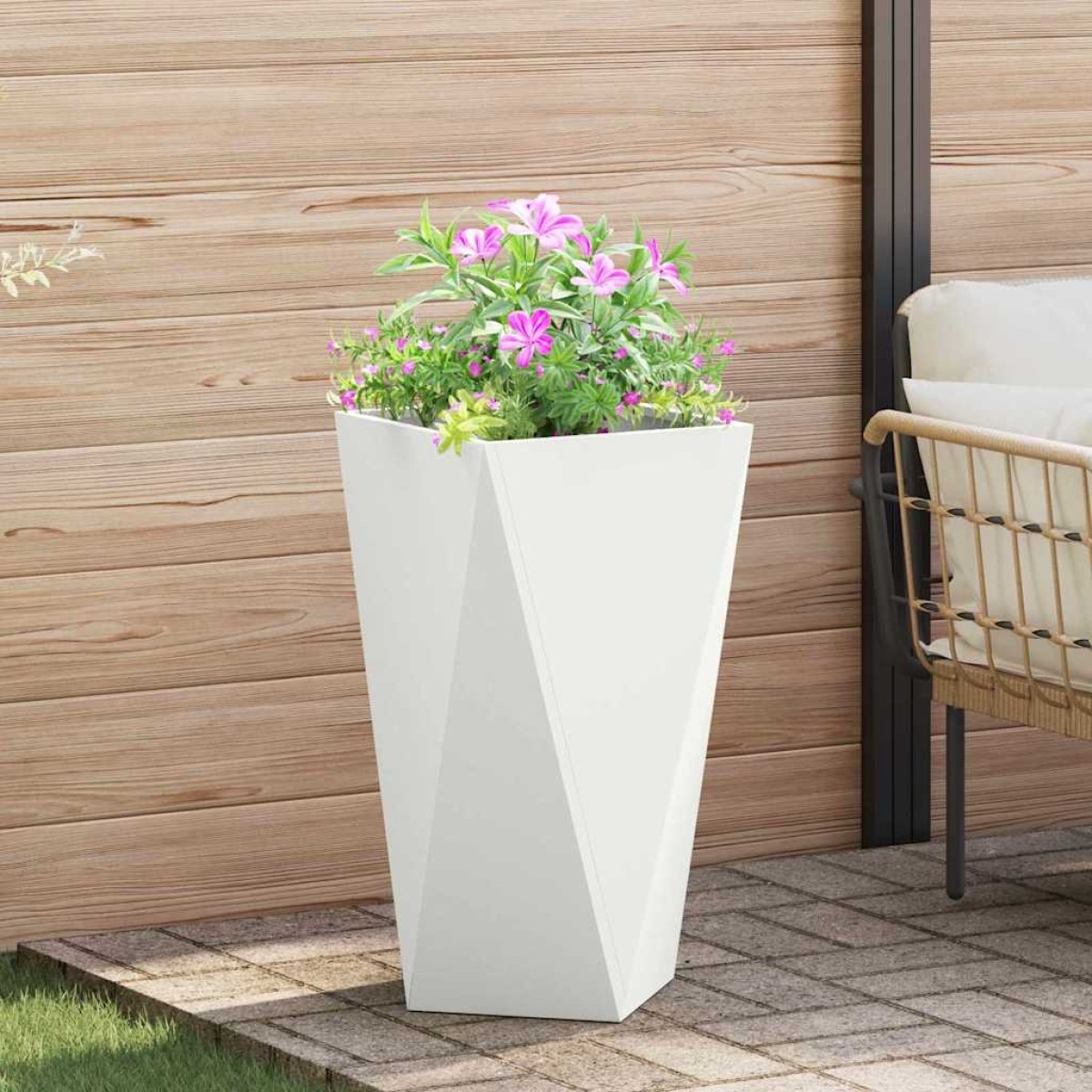 vidaXL Γλάστρα 2 τμχ. Λευκό 40 x 40 x 75 cm Ατσάλι