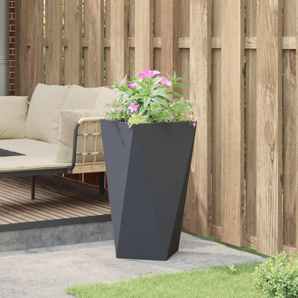 vidaXL Γλάστρα Ανθρακί 40 x 40 x 75 cm Ατσάλι
