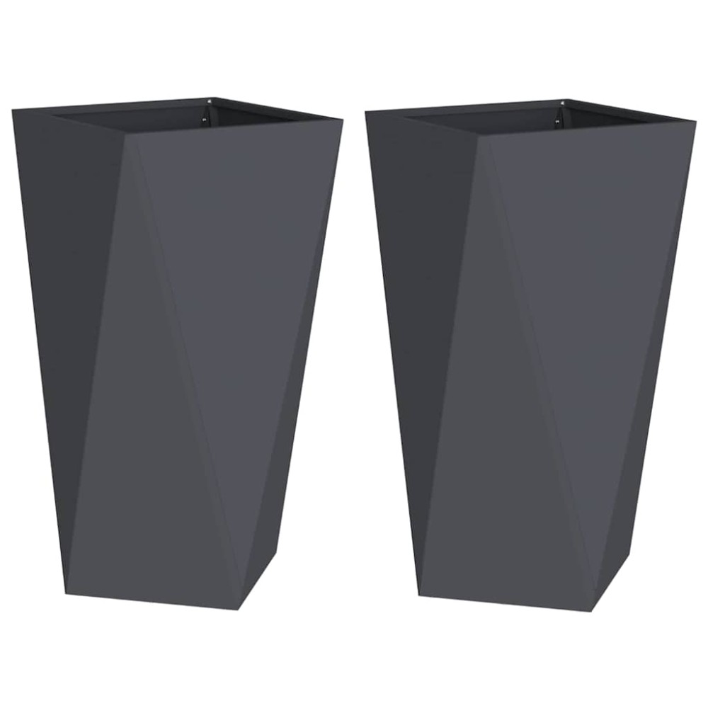 vidaXL Γλάστρα 2 τμχ. Ανθρακί 40 x 40 x 75 cm Ατσάλι