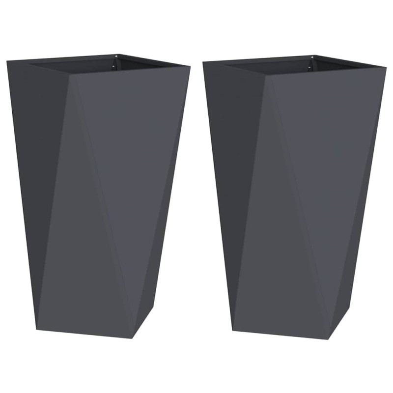 vidaXL Γλάστρα 2 τμχ. Ανθρακί 40 x 40 x 75 cm Ατσάλι