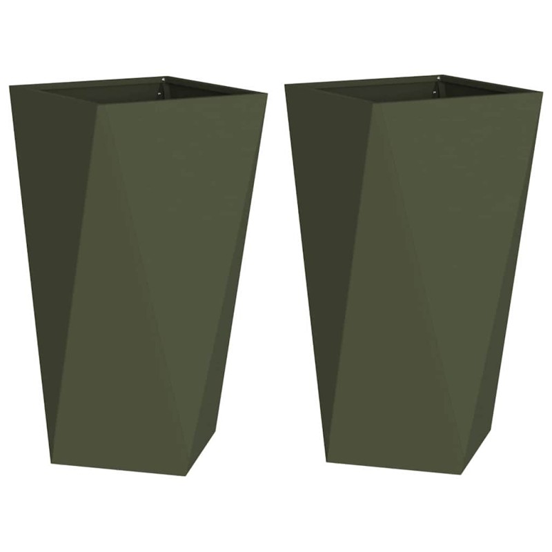 vidaXL Γλάστρα 2 τμχ. Ελιά Πράσινη 40 x 40 x 75 cm Ατσάλι