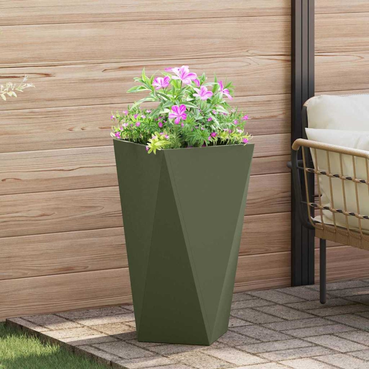 vidaXL Γλάστρα 2 τμχ. Ελιά Πράσινη 40 x 40 x 75 cm Ατσάλι