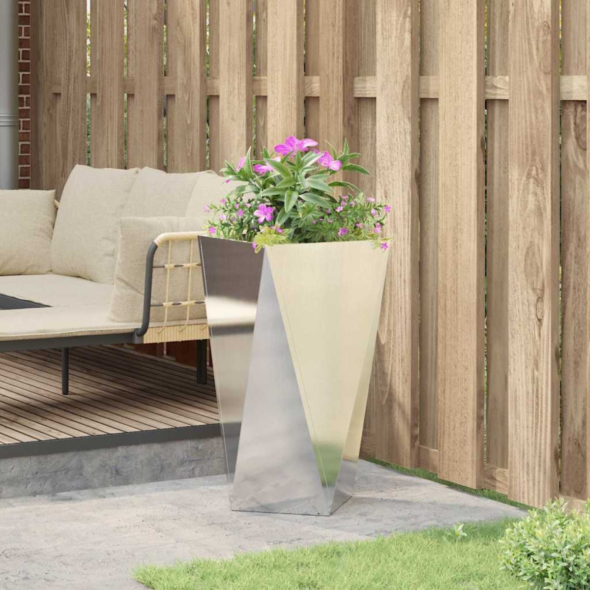 vidaXL Γλάστρα Ασημί 40 x 40 x 75 cm Ανοξείδωτο ατσάλι