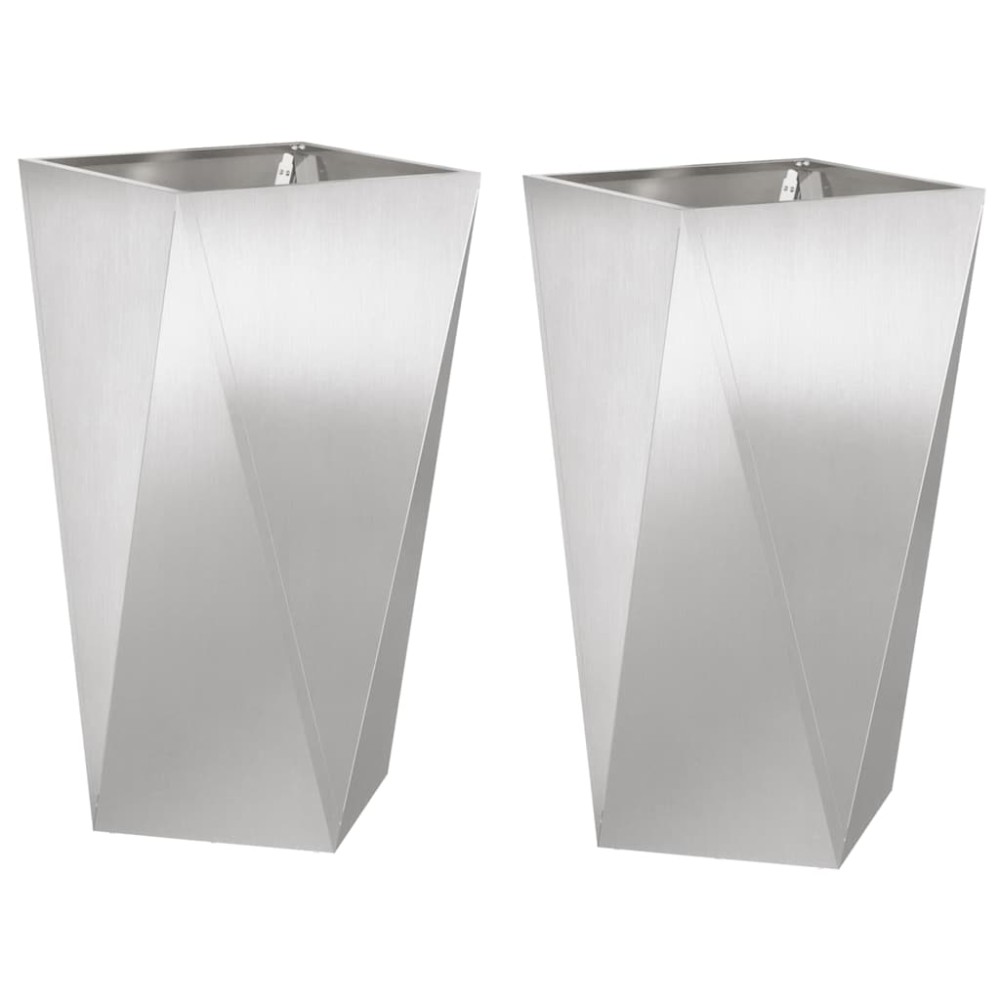 vidaXL Γλάστρα 2 τμχ. Ασημί 40 x 40 x 75 cm Ανοξείδωτο ατσάλι