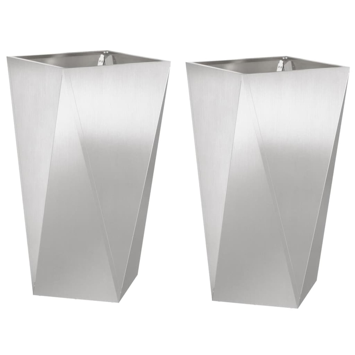 vidaXL Γλάστρα 2 τμχ. Ασημί 40 x 40 x 75 cm Ανοξείδωτο ατσάλι