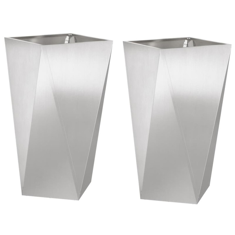 vidaXL Γλάστρα 2 τμχ. Ασημί 40 x 40 x 75 cm Ανοξείδωτο ατσάλι