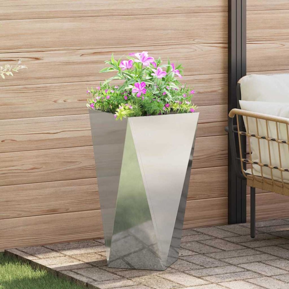 vidaXL Γλάστρα Ασημί 40 x 40 x 75 cm Επικαλυμμένος Χάλυβας